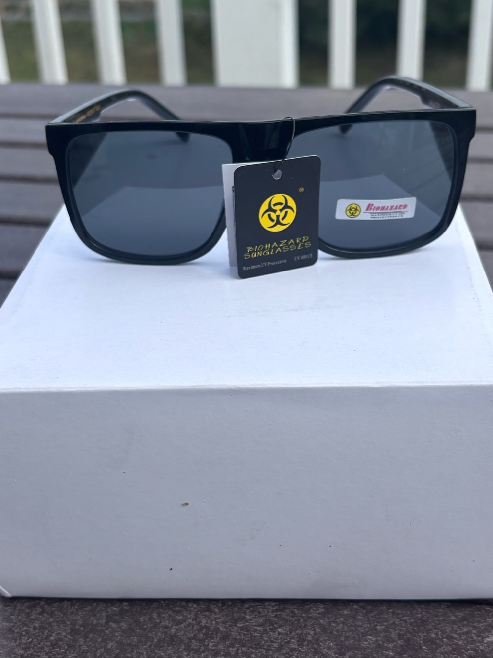 Biohazard Black Men’s Sunglasses — Classic Square Frame